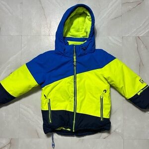 Phibee Boys Winter Jacket Blue Yellow Size 6 Snow Ski